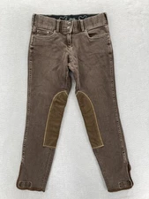 Goode Rider Jeans Womens 28R Brown Denim Knee Patch Riding Breeches Equestrian