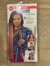 NEW NIP BOYE "I TAUGHT MYSELF KNIT IN THE ROUND" 10 Projects/Tools Booklet Kit 
