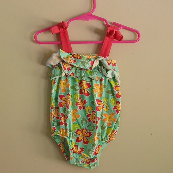 Koala Baby Girls 6M Floral Ruffle Bow Romper One-Piece Sleeveless Snap