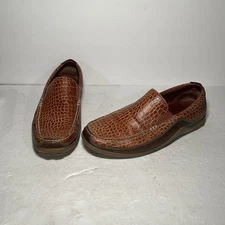 Cole Haan Tucker Venetian Croc Embossed Leather Slip On Brown Loafer Tan Sz 10 M