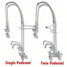 Commercial Kitchen Tap Pre-Rinse Faucet Spray Tap Single/Twin Pedestal 360°