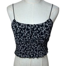 Smocked Crop Top Lace Trim Y2K Cami Tank Fair...
