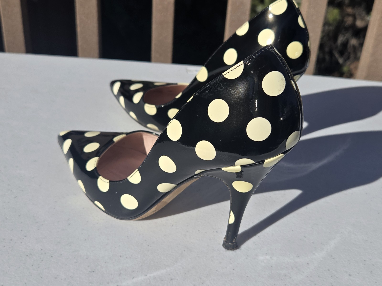 Kate Spade Licorice Shoe Heels Black & White polka dot pointed toe pumps Size 6  thumbnail 6
