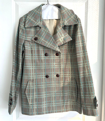 Context Trench Coat Large Double Breasted Belted Plaid Light Academia Preppy