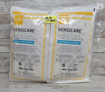 Sensicare PI w/ALOE VERA Surgical Gloves Synthetic *25 Pair* Size: 6 *See Date*