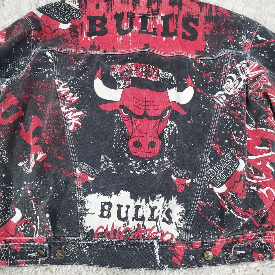 Vintage CHICAGO BULLS 90s JORDAN PIPPEN RODMAN Pro Player Denim  Jacket XL RARE - Image 2 of 4