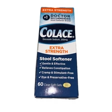 Colace Extra Strength Stool Softener 250mg 60ct Clear Soft Gel Exp: 6/2026 New