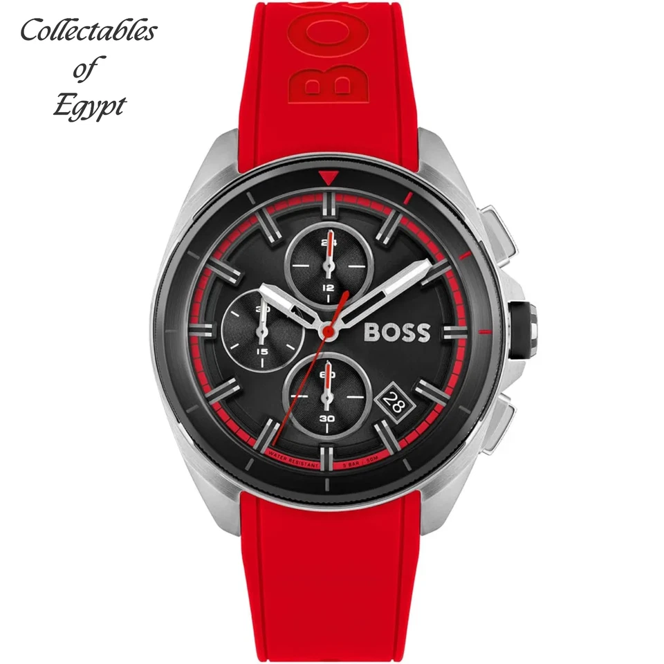 Hugo Boss Watch for Men Volane 1513959 Red Rubber & black dial Boss Box + Bag - image 4 of 4