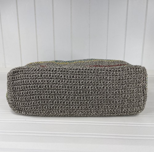 The Sak Shoulder Bag Tote Taupe Multi-Color Stripe Woven Crocheted Belle Purse - Picture 4 of 13