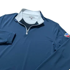 NWOT Peter Millar Perth Pullover Mens Medium Navy Riviera Country Club Coral Bay