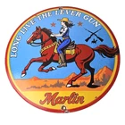 Vintage Marlin Firearms Porcelain Sign - Long Live Lever Gun Advertisement Sign