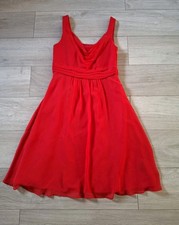 Debut Debehams Red Sheer Ruched Flared Dress Party Occasion Evening Wedding UK14