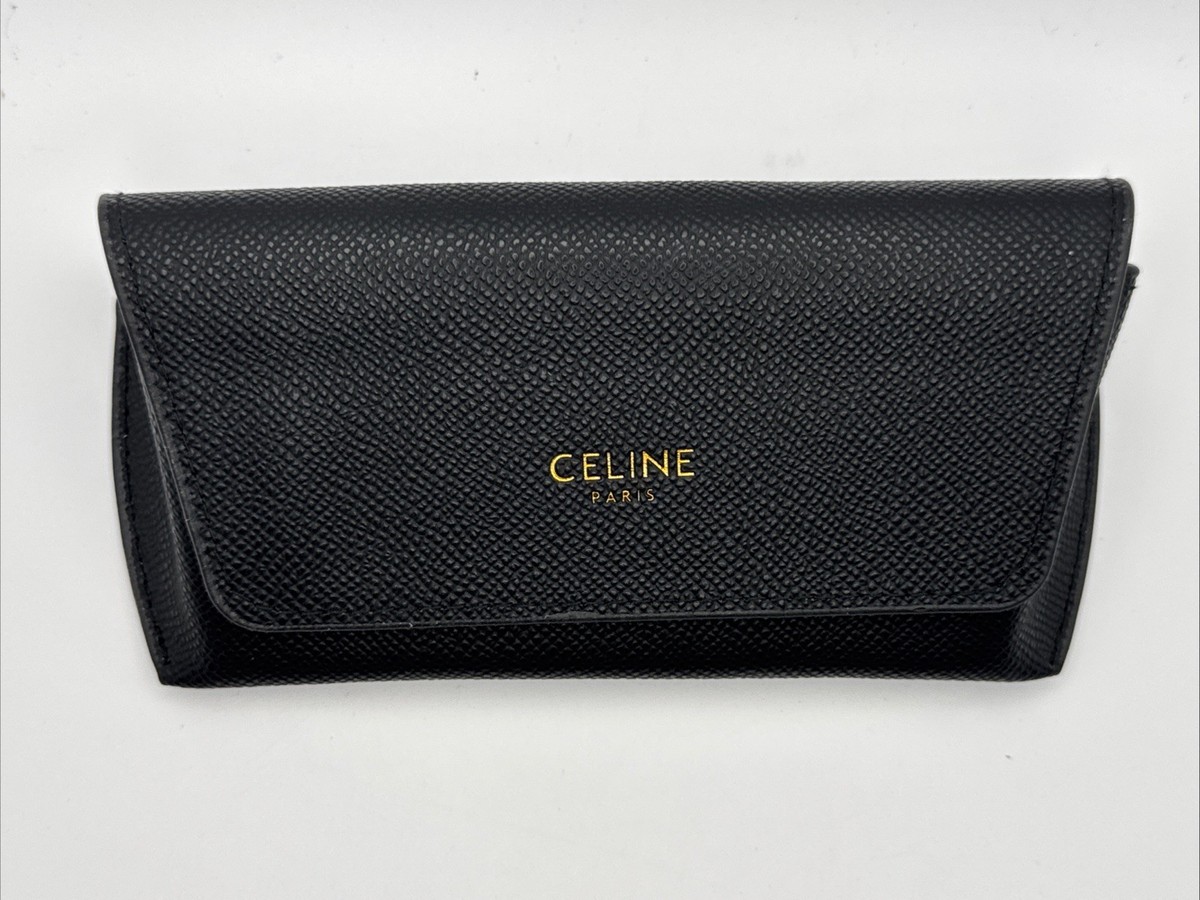 Celine Paris Black Leather Eyeglass Case – Gold Logo – Luxury