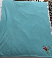 Manta bordada vintage de sirenita polar azul verdoso de Disney Store 40 X 50