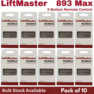 893MAX 3 Button LiftMaster Visor Remote Control Garage Door Opener Pack of 10