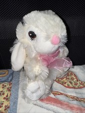 Dan Dee Collector's Choice White Plush Bunny with A Pink Bow Stuffed Animal 253