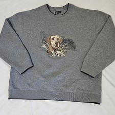 Vintage Style Dog Graphic Crewneck Sweatshirt Gray Size L