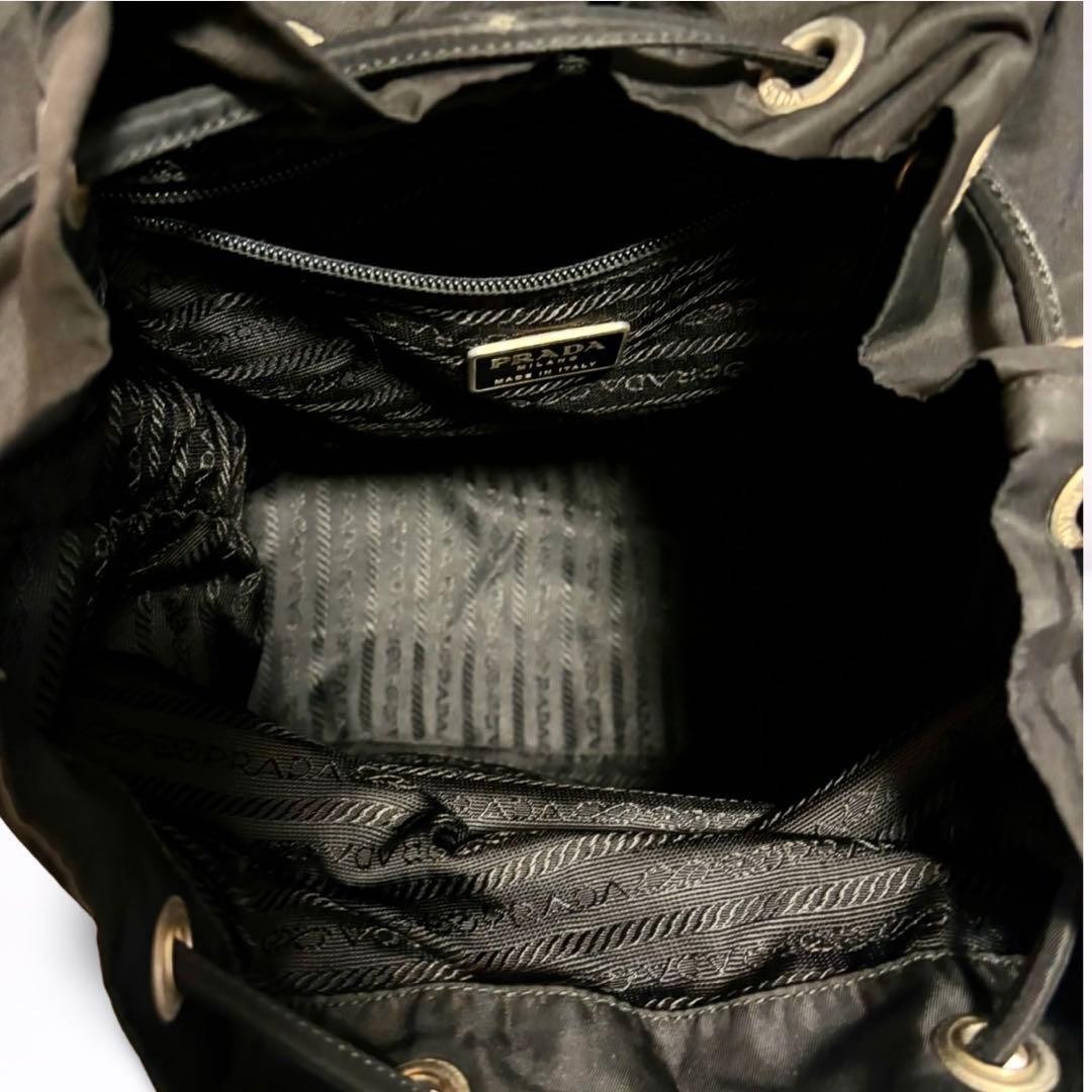 PRADA Backpack Triangle Logo Triangle Logo Black Nylon Men s Ladies Unisex fro thumbnail 8