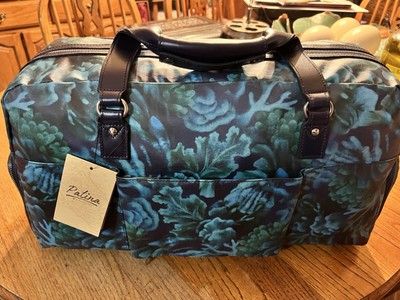 PATRICIA NASH Mandara Weekender Duffle Overnighter Deep Blue Sea Coated Canvas