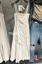 ZARA NEW WOMAN STRAPPY LONG DRAPED DRESS DRAPED OYSTER WHITE S,M,L 3641/363/251
