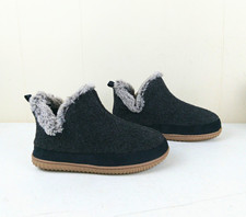 Dearfoams Deluxe Bootie Slippers Gray Fleece Faux Fur Lined Womens Size M 7-8