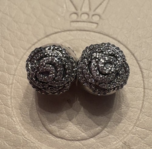 2 Original Pandora Schimmernde Rose Blume Clip Charm 791529CZ Retired Sehr RAR - Bild 2 von 10