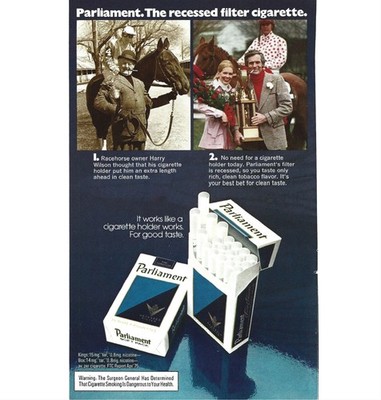 Print Ad Parliament Recessed Filter Cigarette Vintage Equestrian 1970s AD