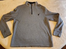 Nautica Mens M Classic Fit Quarter 1/4 Zip Fleece Sweatshirt Blue Long Sleeve