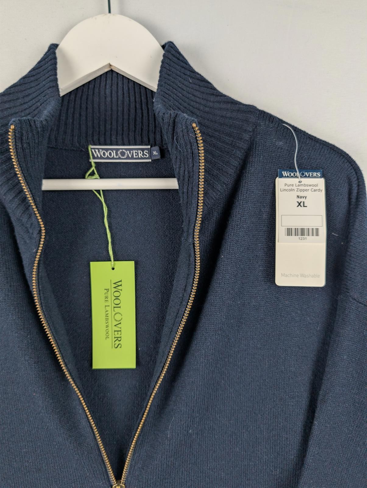 Woolovers Men's XL Pure Lambswool Lincoln Zipper Cardigan Navy image 2