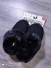Dearfoams Slippers Adult Medium 7-8 Black Knit Memory Foam Clog Womens