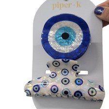 NEW Piper K Evil Eye Hair Claw  Hair Clip Iridescent Acetate 2 Piece