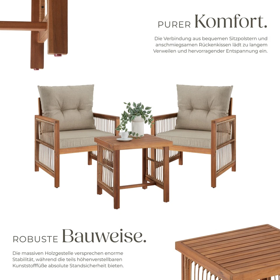 Lounge-Set Sitzgruppe Terrassenmöbel Polyrattan XXL Polster wetterfest Outdoor - Bild 4 von 4