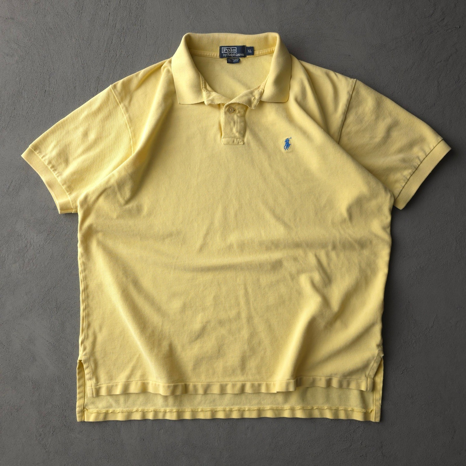 Vintage 90s Polo Ralph Lauren Polo Shirt XL Yellow Short Sleeve Pique Cotton
