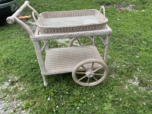 Smithsonian Collection Wicker By Henry Link White Rolling Cart I Will Deliver