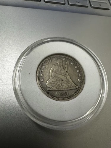 1861 Seated Liberty Quarter Very Fine Details Looks Amazing! Silver Coin
