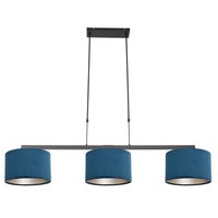 HäNgelampe Esstisch Stoff Metall Schwarz Blau 140 Cm E27 Pendelleuchte GemüTlich