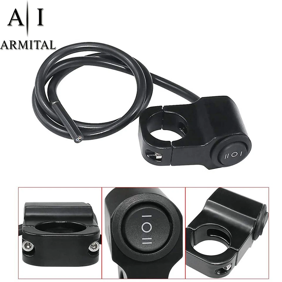 Interruttore Manubrio Moto Universale On Off 12V 10A Per Luci Led ATV Bici CE - Immagine 3 di 4
