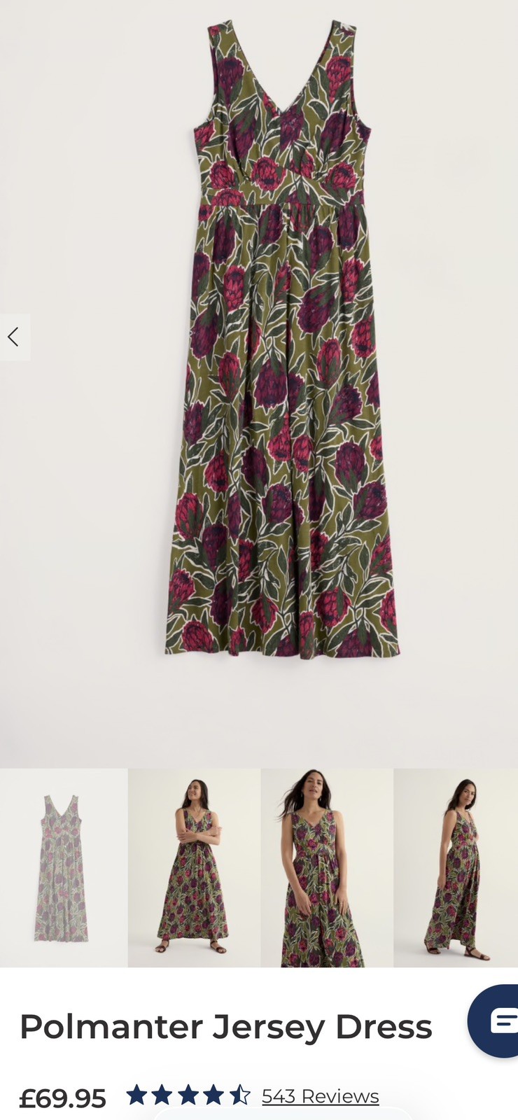 Seasalt Polmanter GOTS Organic Jersey Mid Dress 16R Proteas Creek CURRENT SEASON image 6