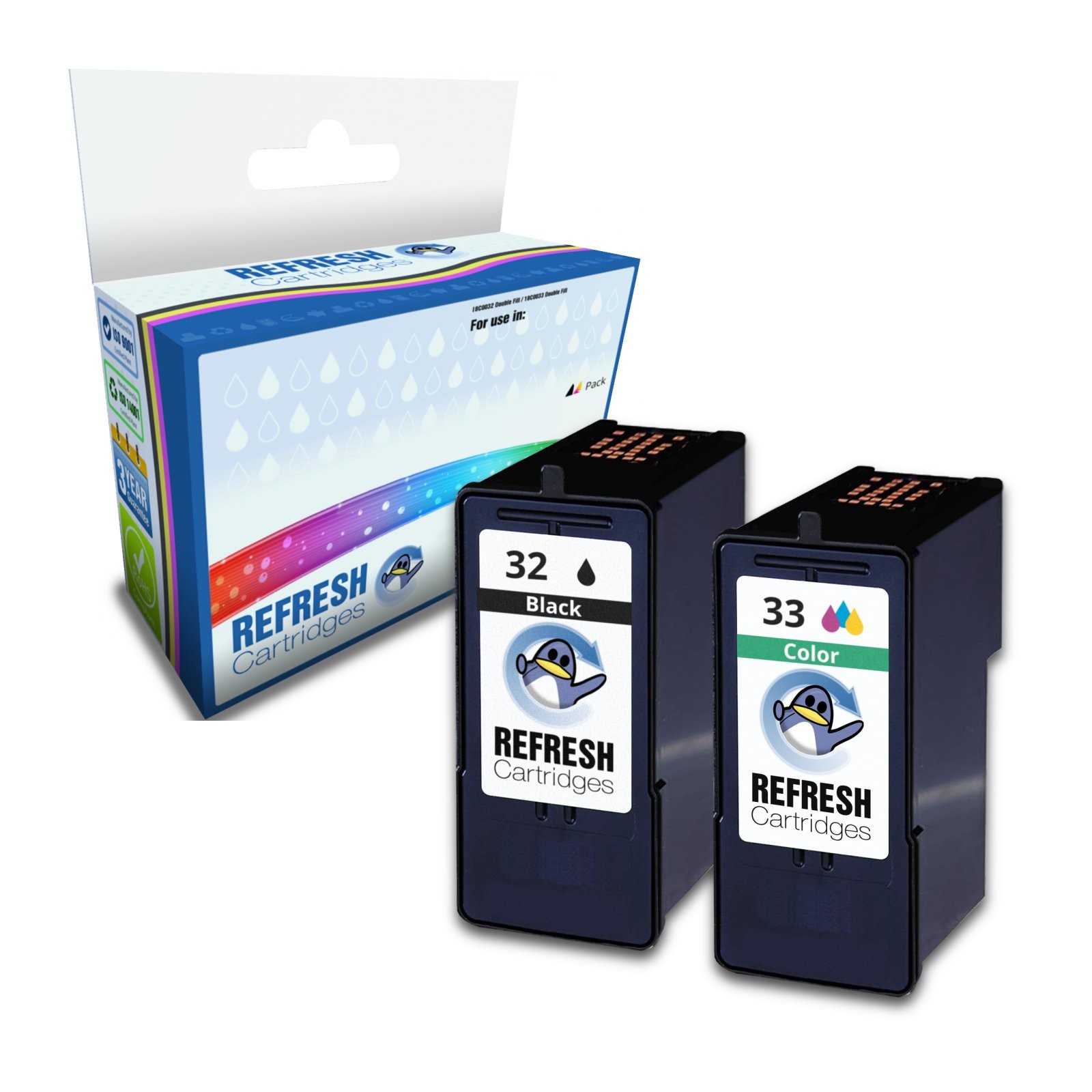 Refresh Cartridges Basic Value Pack 1x#32/1x#33 Ink Compatible With Lexmark