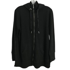 Calvin Klein Performance Hoodie Medium Womens Black Zip Front Long Length M