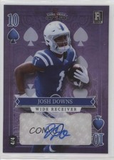 2023 5 Card Draw Stacked Deck Ten of Spades 4/4 Josh Downs Rookie Auto RC 1l12. rookie card picture