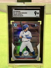 /499 Yeiner Fernandez 1st CHROME #BCP-138 REFRACTOR - Los Angeles Dodgers SGC 9