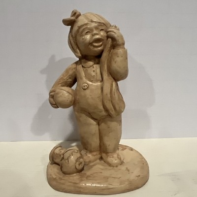 VINTAGE Original Clay Sculpture Figurine Signed By Artist Soft Impressions TX