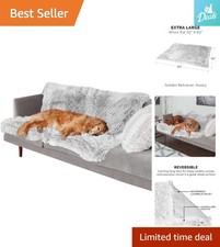 Reversible Waterproof Dog  Cat Blanket - Mist Gray Faux Fur 60"L for Cozy Naps