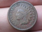 1870 Indian Head One Cent Penny- Bold N, Good/VG Details