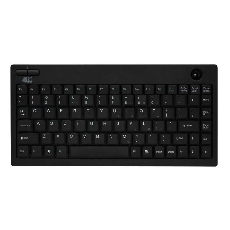 Adesso WKB-3100UB Wireless Mini Trackball Keyboard - Compact 87-Key Layout,...