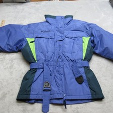 Columbia Jacket Womens Blue Insulated Waterproof Thick Snow Winter Full Zip VTG