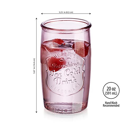 Colored Glassware, Ice Cold Drinking Glasses Set of 4 – 18 Oz Vintage Glass - Picture 3 of 7