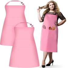 2 Pcs Plus Size Chef Aprons Extra Large Adjustable Unisex Kitchen Aprons with...