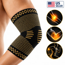 Copper Elbow Brace Compression Support Sleeve Arthritis Tendonitis Joint Pain US